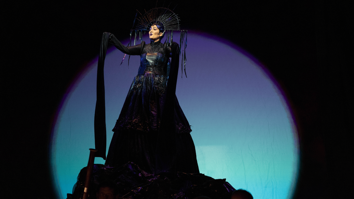 The Queen In Me. Opera singer Teiya Kasahara 笠原貞野 is wearing an elaborate witch-like costume as they play the part of The Magic Flute’s iconic Queen of the Night.