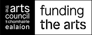 A black and white Arts Council of Ireland logo with the strapline 